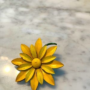 Vintage broach yellow flower